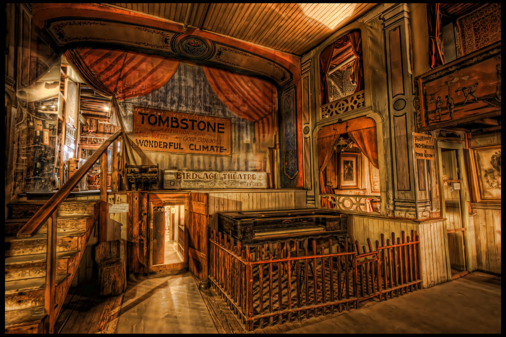 Inside the historic Bird Cage Theatre
